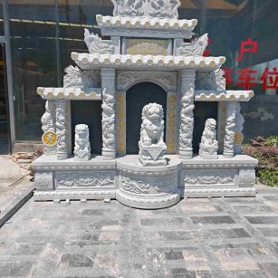 潮州芝麻白中国黑石材套墓 花岗岩墓碑